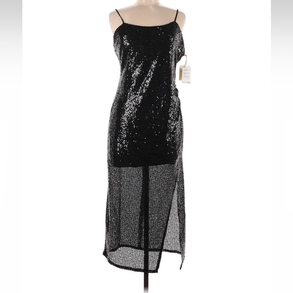 Open Edit black sequin cocktail dress sz Medium NWT - Picture 1 of 2
